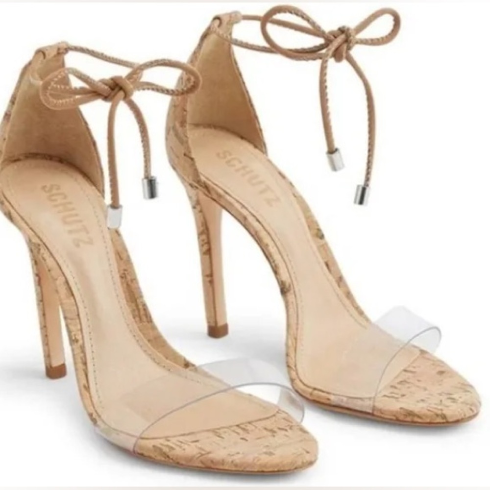 Schutz | Josseana Cork Sandals Clear Strap Women's Heels | Size: 9.5